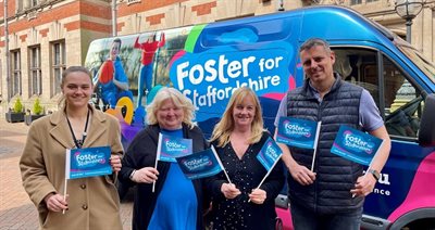 Rhiannan, Julie, Jane and Terry from Staffordshire’s Fostering Service launching Foster Care Fortnight NR
