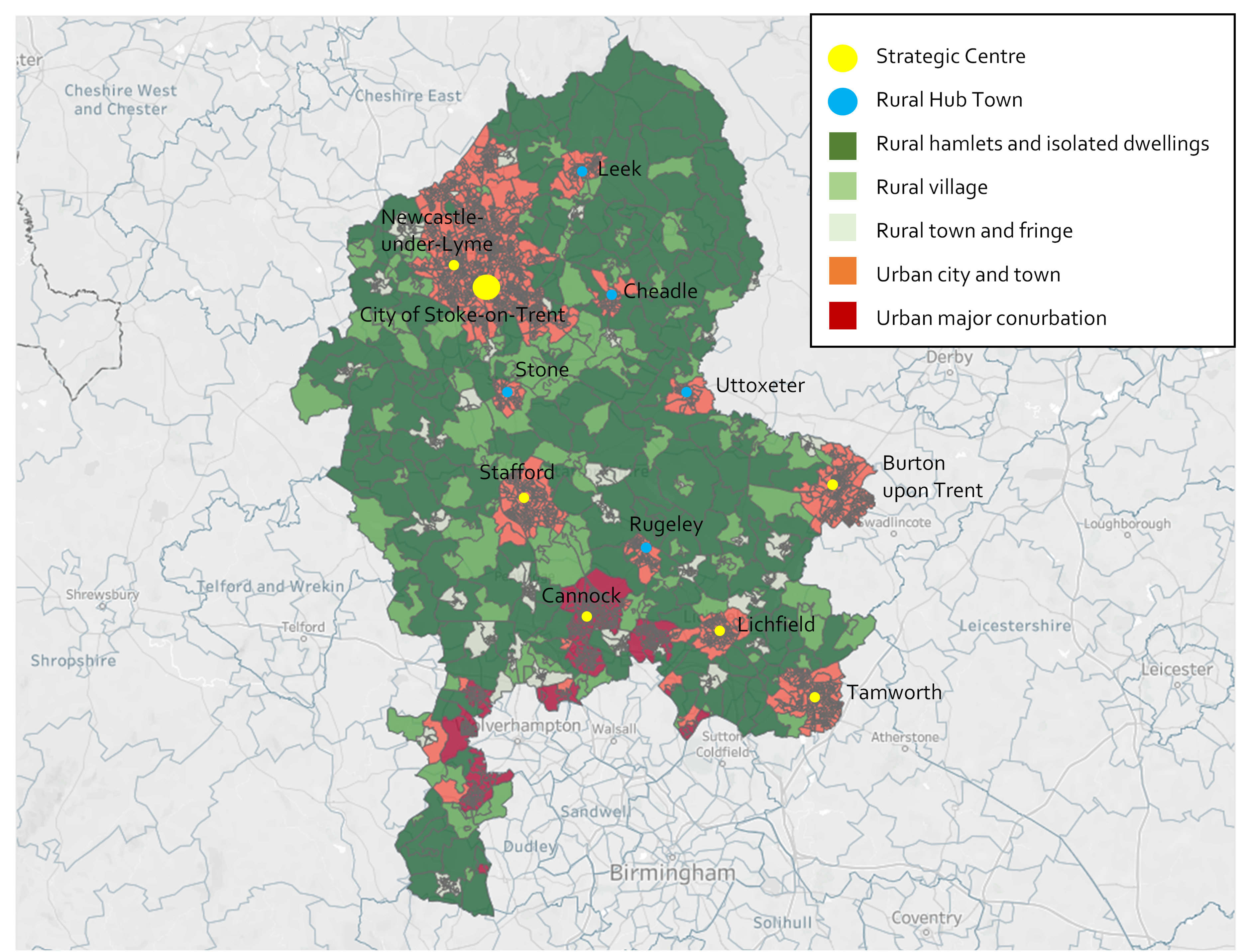 Rural Staffordshire as defined by Lower-layer Super Output Areas