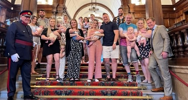 Coronation babies presented with commemorative gifts