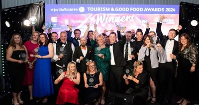 Enjoy Staffordshire Tourism &amp;amp; Good Food Awards 2024 - group shot of Gold winners NR