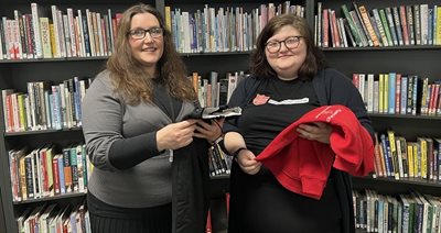 Kerry Hutchings &amp;amp; Amy Bayliss-Fox in the library