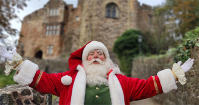 Tamworth Castle Santa in front of castle NR