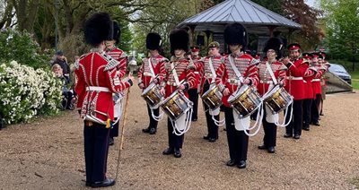 Coronation - Staffordshire Corps of Drums ACF prepare to march at The Big Help Out event in Victoria Park, Stafford.