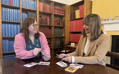 Hayley Coles and Sarah English with Victorian Xmas Cards at SHC