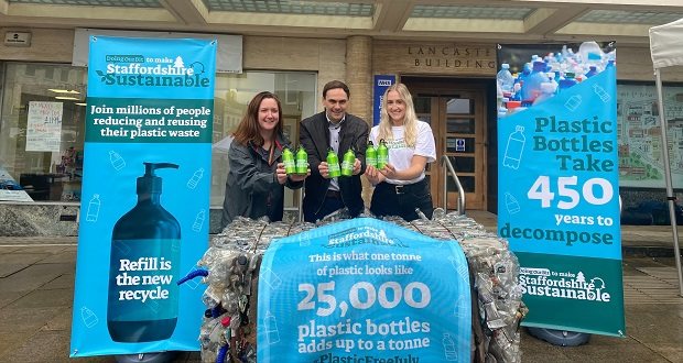 One tonne plastic bottle display shows environmental impact
