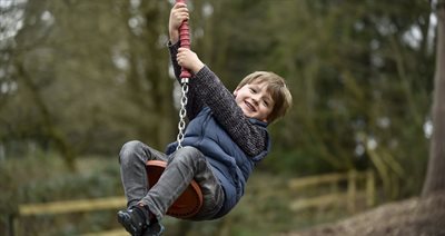 Weston Park-Woodland Adventure Playground- Boy on wire NR