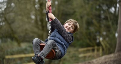 Weston Park-Woodland Adventure Playground- Boy on wire NR