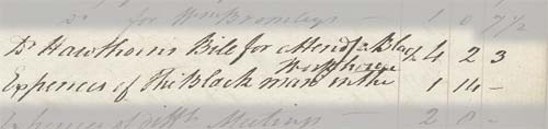 Medical expenses of a blak man in the Baswich workhouse 1817