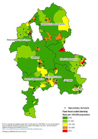 Fast food outlet density according to a 2017 study