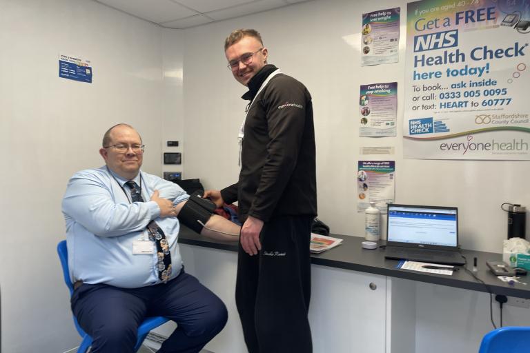 Cllr Rogerson promoting the free NHS Health Checks with Everyone Health