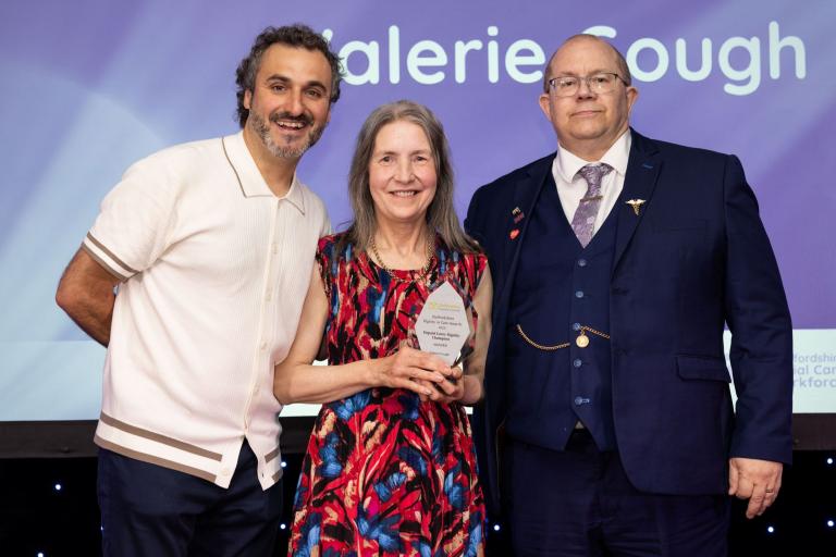 Martin Rogerson with 2025 winner and host of Dignity in Care Awards