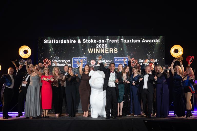Group of winners cheer at 2026 Tourism awards