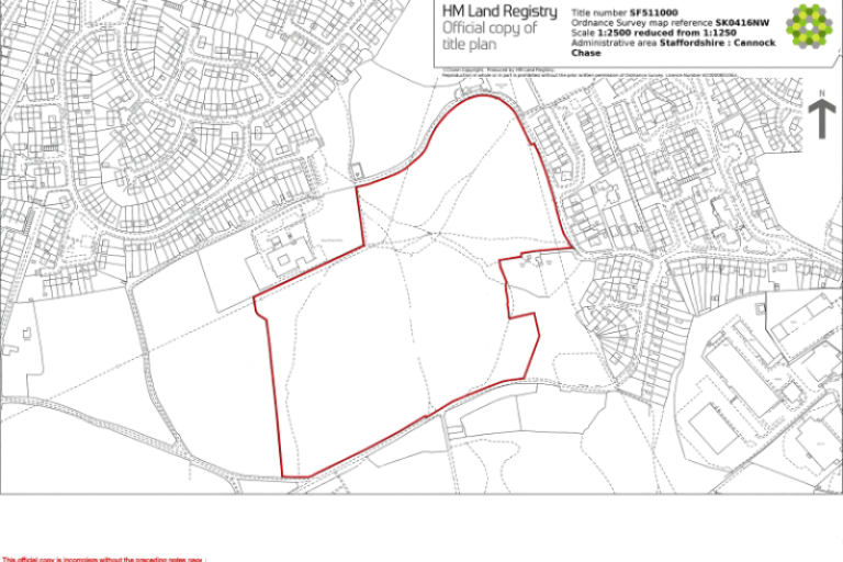 Map of land by Chase View Primary School