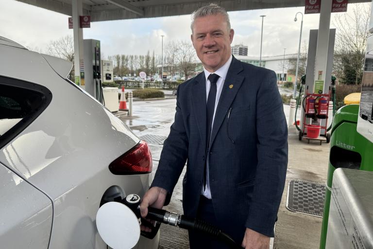 Anthony Screen at a petrol station