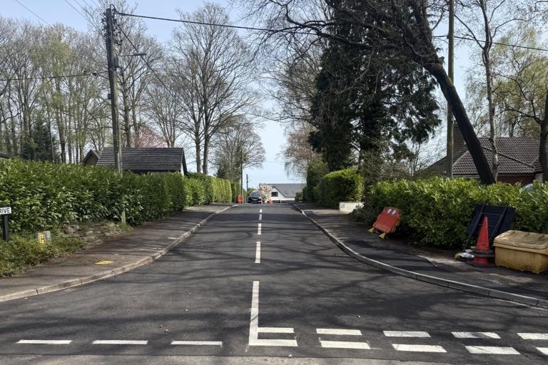 Improved road at Park Wood Drive in Madeley Park