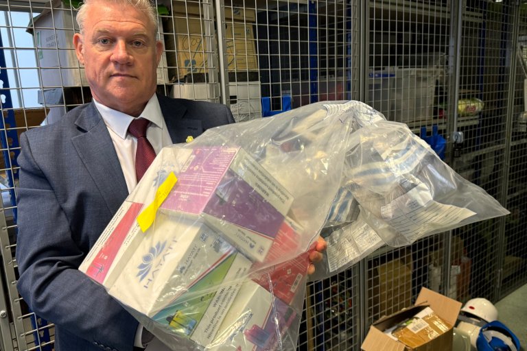 Tony Screen with counterfeit goods