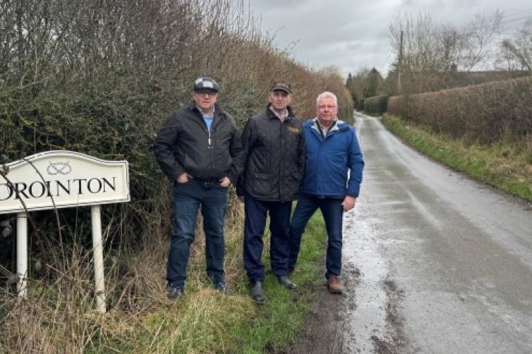 Image shows, from left, Cabinet member Andrew Mynors, with residents Edward Holdcroft and Chris Shaw