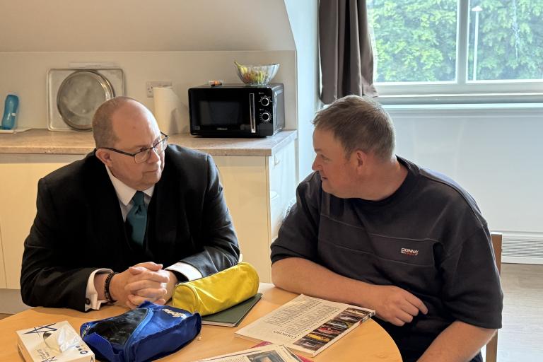Martin Rogerson with client of one of the county council's respite centres for adults with learning disabilities and autism. 