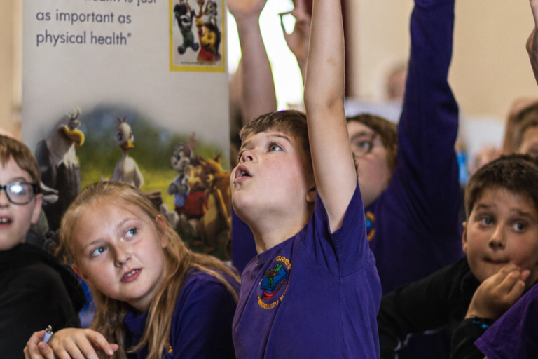 Pupils participating in Barney and Echo workshop