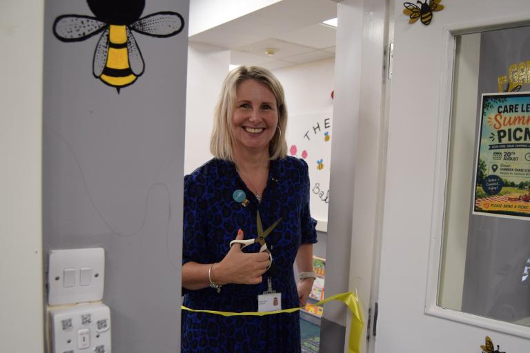 Assistant Director for Children in Care and Care Leavers Kelda Claire cutting the ribbon during the launch of The Hive.