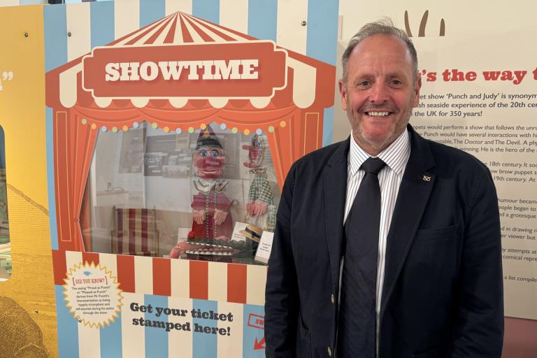 Robin Hall at latest exhibition in the Staffordshire History Centre