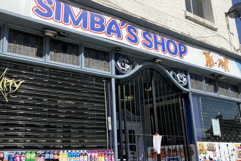 front of Simba's shop, which has been closed