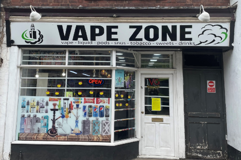 front of Vape Zone shop
