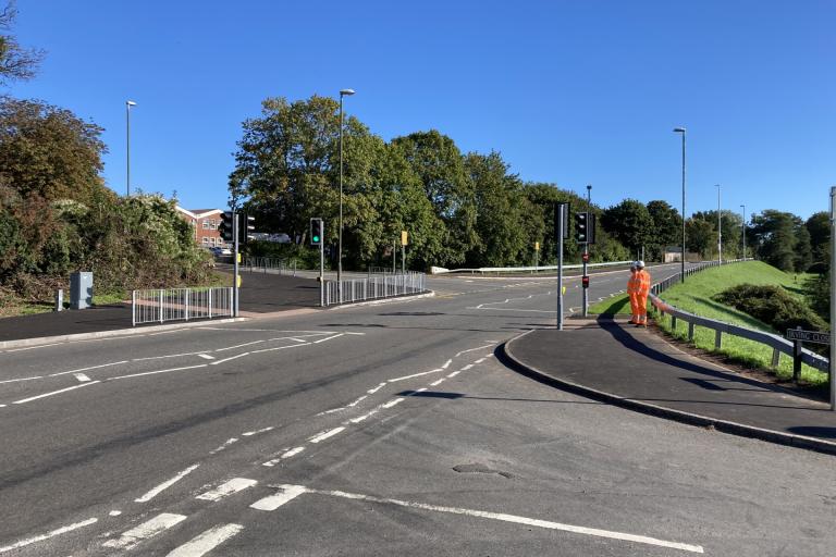 Photo of the new completed Lichfield walking and cycling toucan crossing