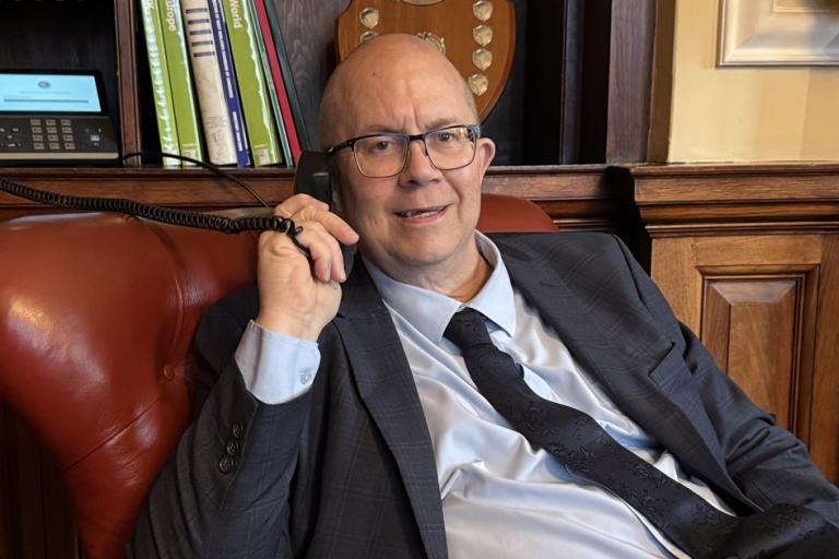 Martin Rogerson with telephone