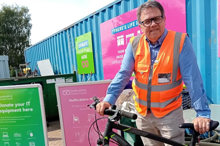 Andrew Mynors stood with bike at HWRC