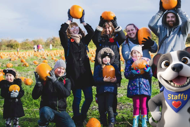 Friends and family show off their Pumpkins at National forest adventure farm