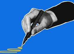 Halftone Business Hand Writing Fountain Pen Illustration
