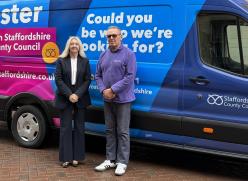 (L to R) Cllr Su Beardmore and Marc in front of the fostering van_