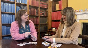 Hayley Coles and Sarah English with Victorian Xmas Cards at SHC