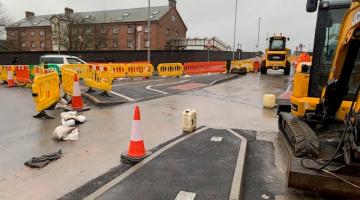 Construction of the Borough Road Cycleway in Burton.