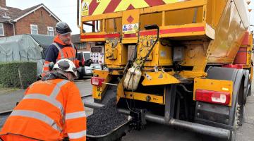 Highways workers working