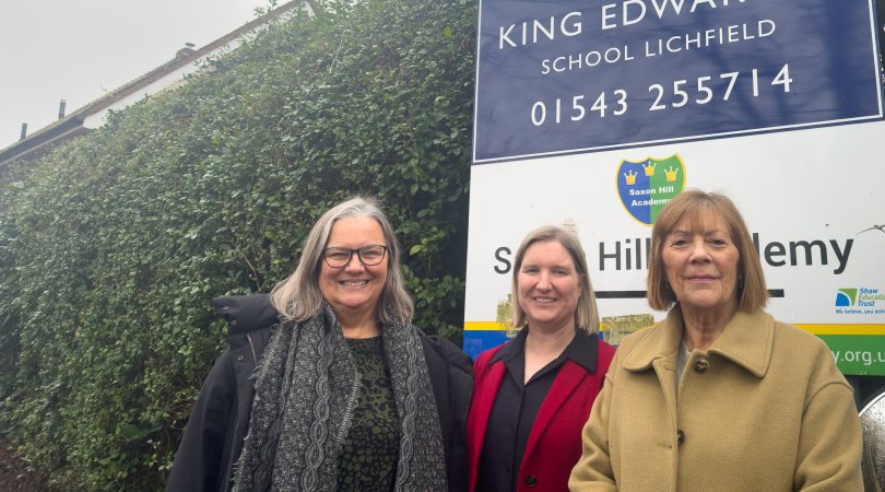 janet higgins with headteacher and governor of St Leonards