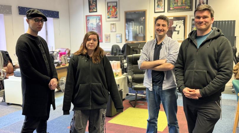 (L-R) Ash Mountford, Emily Broadhurst, Daniel Waterman and Gary Carse from the award-winning Carse & Waterman animation studio in Stoke.