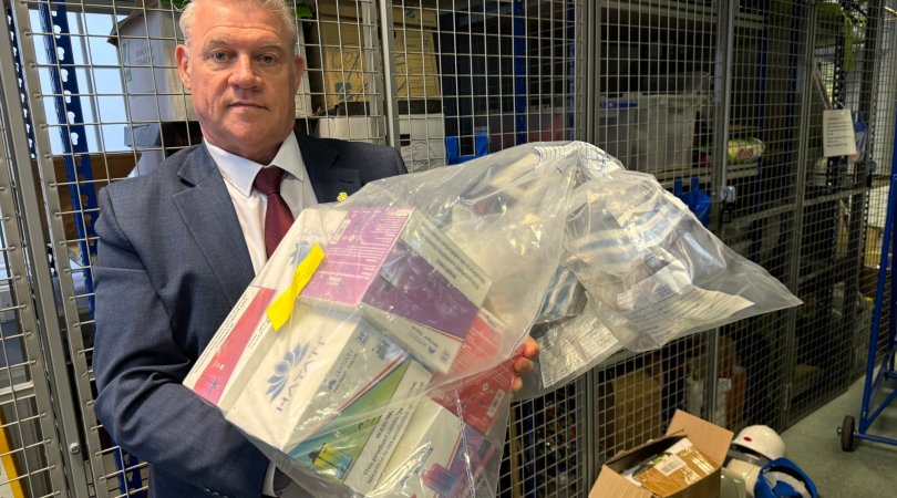 Tony Screen with counterfeit goods