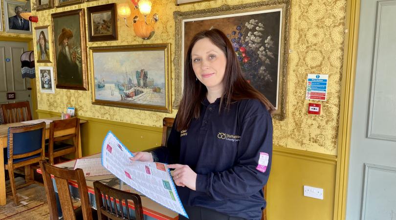 Trading Standards officer with food menu