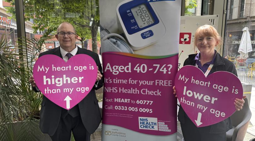 Martin Rogerson with Zoe Williams promoting free NHS health checks that show your heart's age