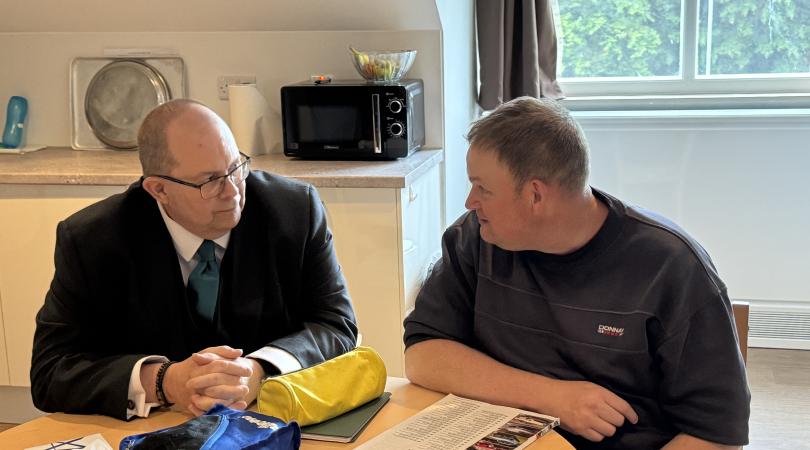Martin Rogerson with client of one of the county council's respite centres for adults with learning disabilities and autism. 