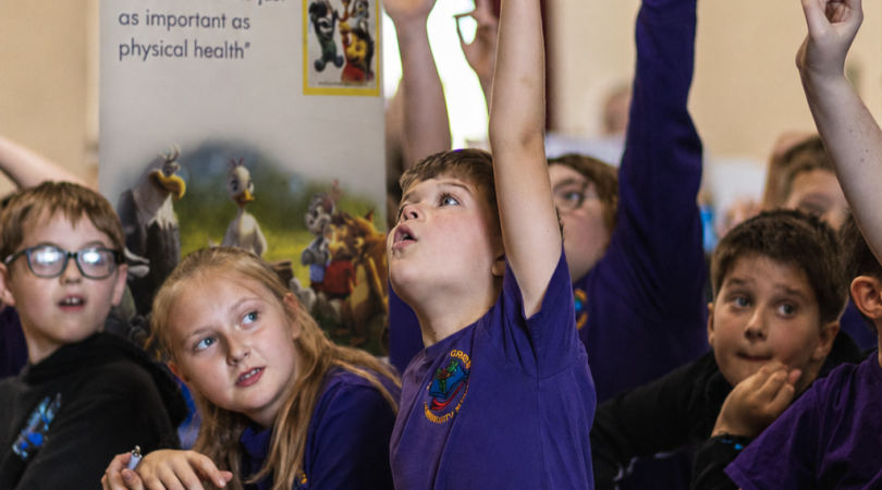 Pupils participating in Barney and Echo workshop