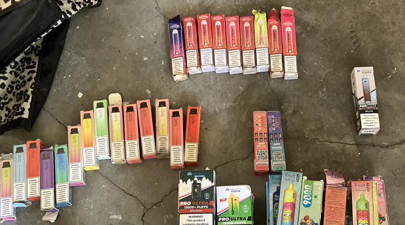 Seized vapes laid out from closed shop