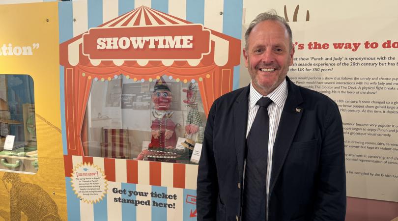 Robin Hall at latest exhibition in the Staffordshire History Centre