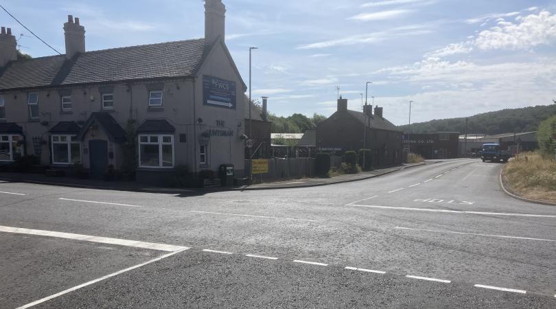 The A521 Delphouse Road and Brookhouse Road junction