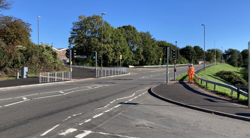 Photo of the new completed Lichfield walking and cycling toucan crossing