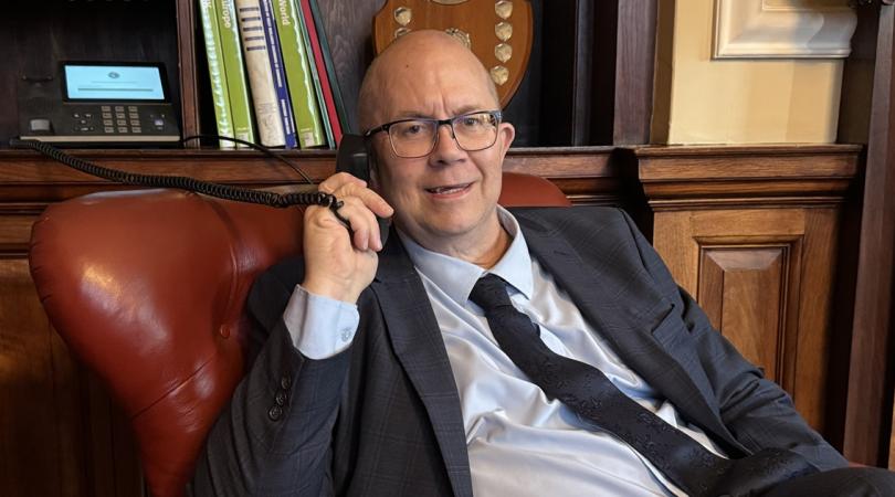 Martin Rogerson with telephone