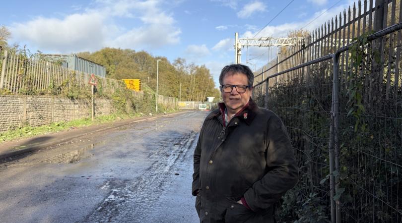Andrew Mynors stands on Chemical Lane