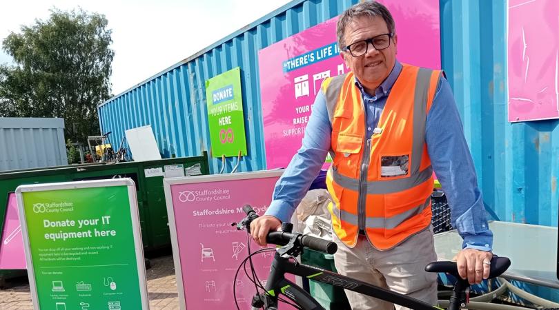 Andrew Mynors stood with bike at HWRC